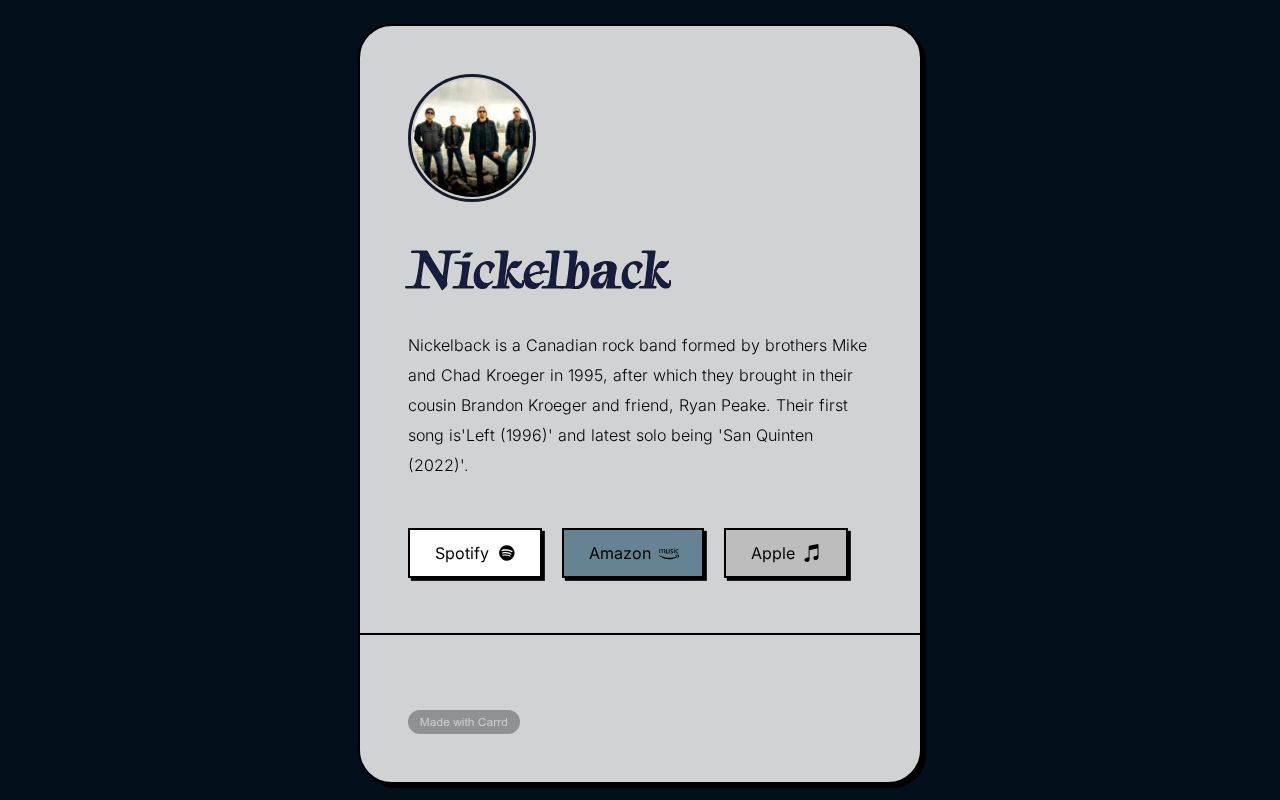 Carrd profile picture for @nickelback